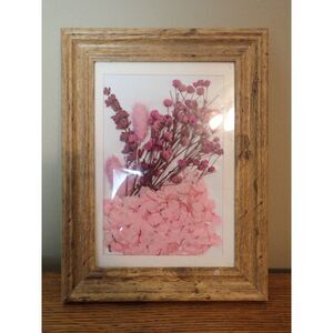 Framed Dried Flowers Art Wall Art Pink Real Pressed Flowers Handmade